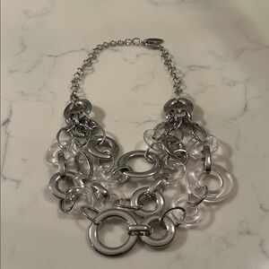 Chico's Silver and Clear Statement Necklace
